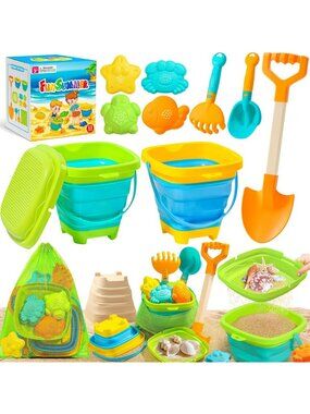 Collapsible Beach Sand Toys Set for Kids - Fun Sand Bucket & Accessories